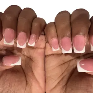 Simple Little Frenchie press on nails reusable press square