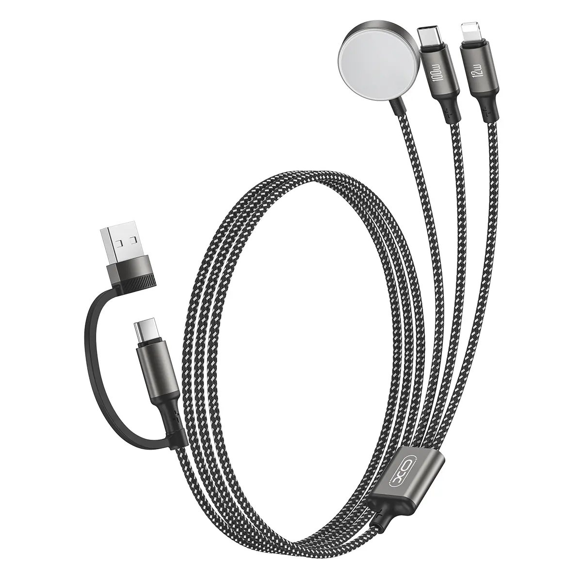 3 in 2 Multi-Port Charging Cable - One Cable Covers Lightning, Type-C & iWatch, Compatible with iPhone 16/15, iPads, Samsung Devices, AirPods & iWatch