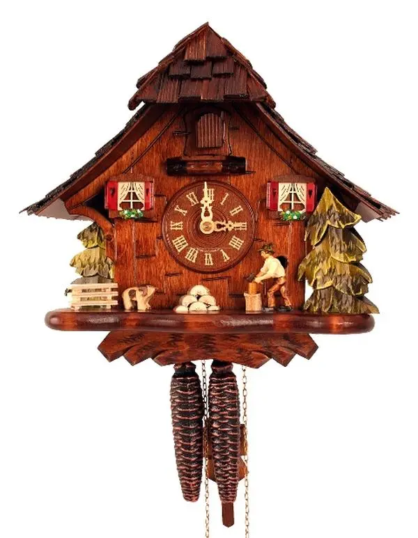 Alexander Taron 492 Engstler Weight-Driven Full-Size Classic Wooden Cuckoo Clock - Antique Style Speciality Analog Clock, 3D Wooden Decorative Collectibles, Home Supplies Gift for Enthusiasts, 3D Wooden Speciality Clocks