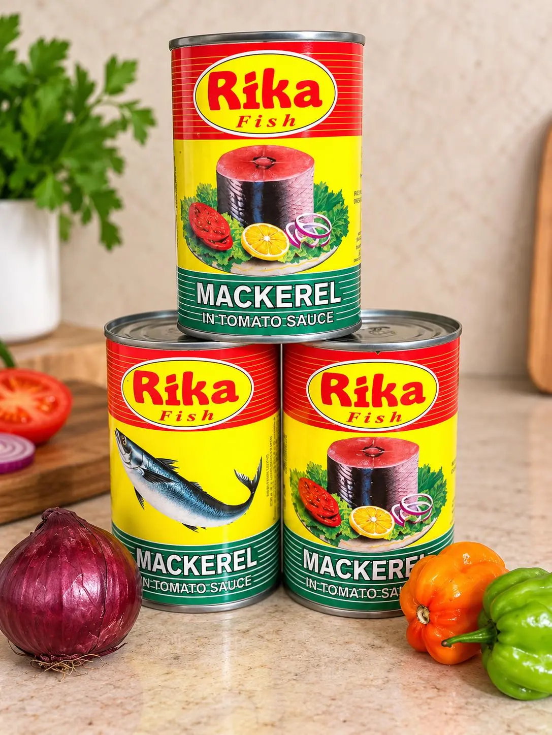 Rika Fish Mackerel in Tomato Sauce - 3 Cans of Fresh Tasty Mackerel in Rich Tomato Sauce for Cooking