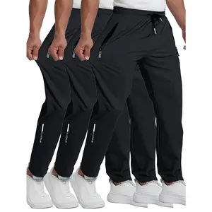 Men's 4-Way Stretch Drawstring Joggers, Lightweight Zip Pocket Casual Pants for Workout, Daily Wear & Outdoor