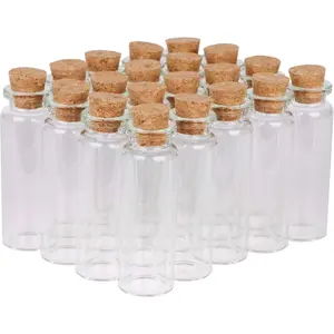 24 Sets 15ml Small Mini Glass Bottles with Cork Stoppers  Vials for Wedding Favors Art Crafts DIY Decoration