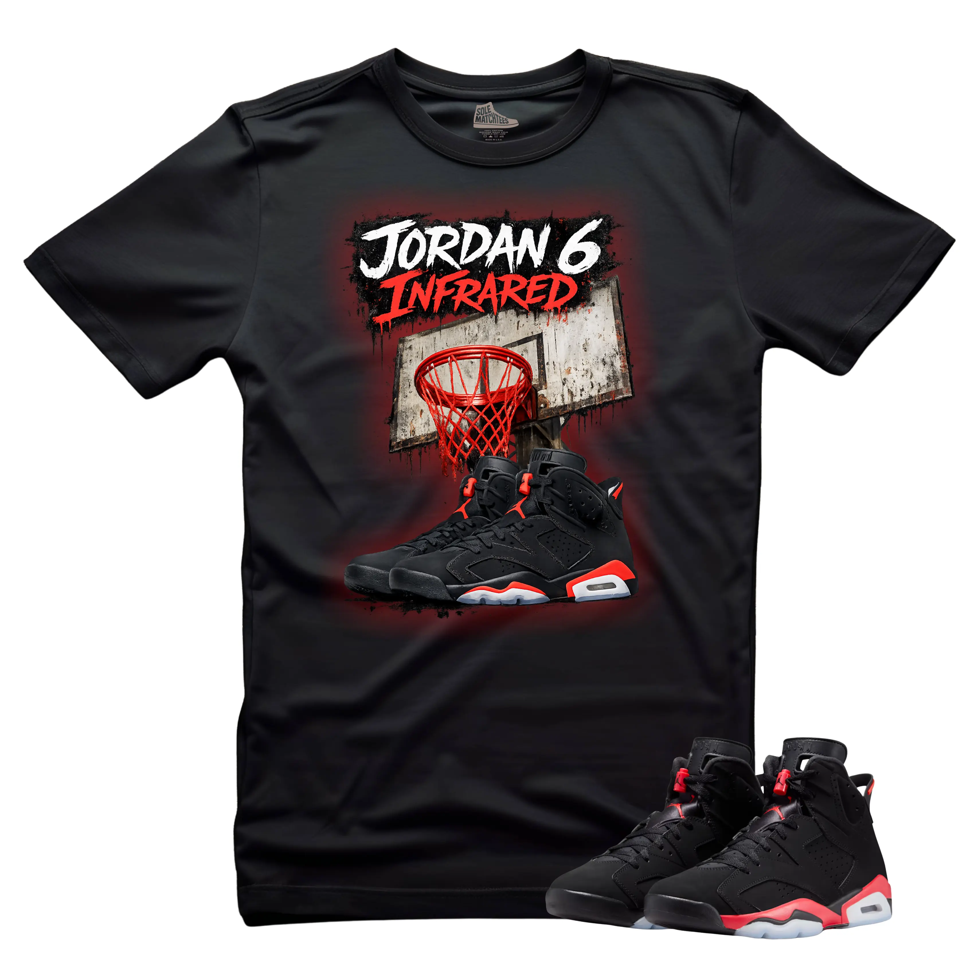 Jordan 6 Infrared Sneaker Matching Tee-THE 6'S Unisex Black T-Shirt