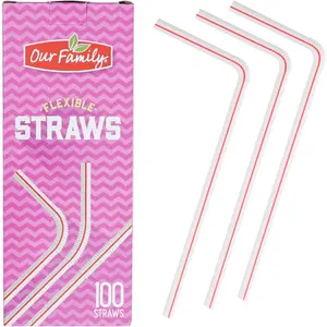 Flexible Bendy Straws 100ct, Bendable Straws,