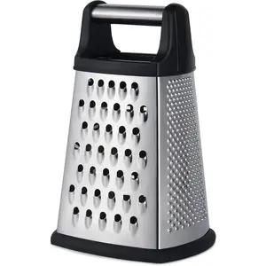 Professional Cheese Grater, 4-Sided Stainless Steel Box Grater,  Shredder for Cheese, Parmesan, Vegetable, Black