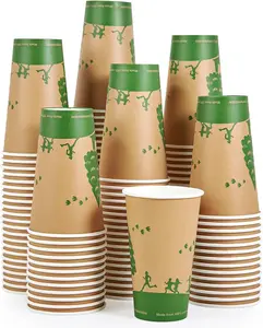 210 Count 16 oz Paper Cups,  Compostable Paper Coffee Cups with PLA Lined, Disposable Biodegradable Hot Paper Cups for Party, Picnic, Travel, and Events