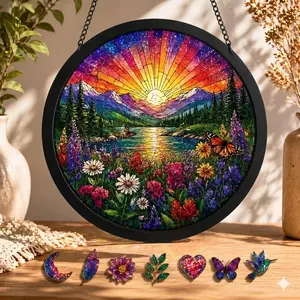 Wildflower Suncatcher Puzzle DIY Kit, Acrylic Window Hanging Decor, Adult Craft Kit, Floral Suncatcher, Rainbow Light Maker, Gift for Her