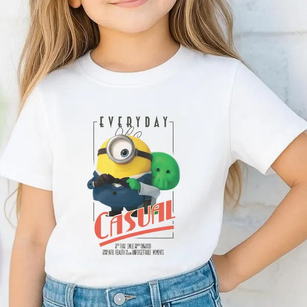 Minions & Monsters Everyday Casual Baby Tee, Kids Birthday Gift Tee, Cute Monster Cartoon Outfit for Toddlers