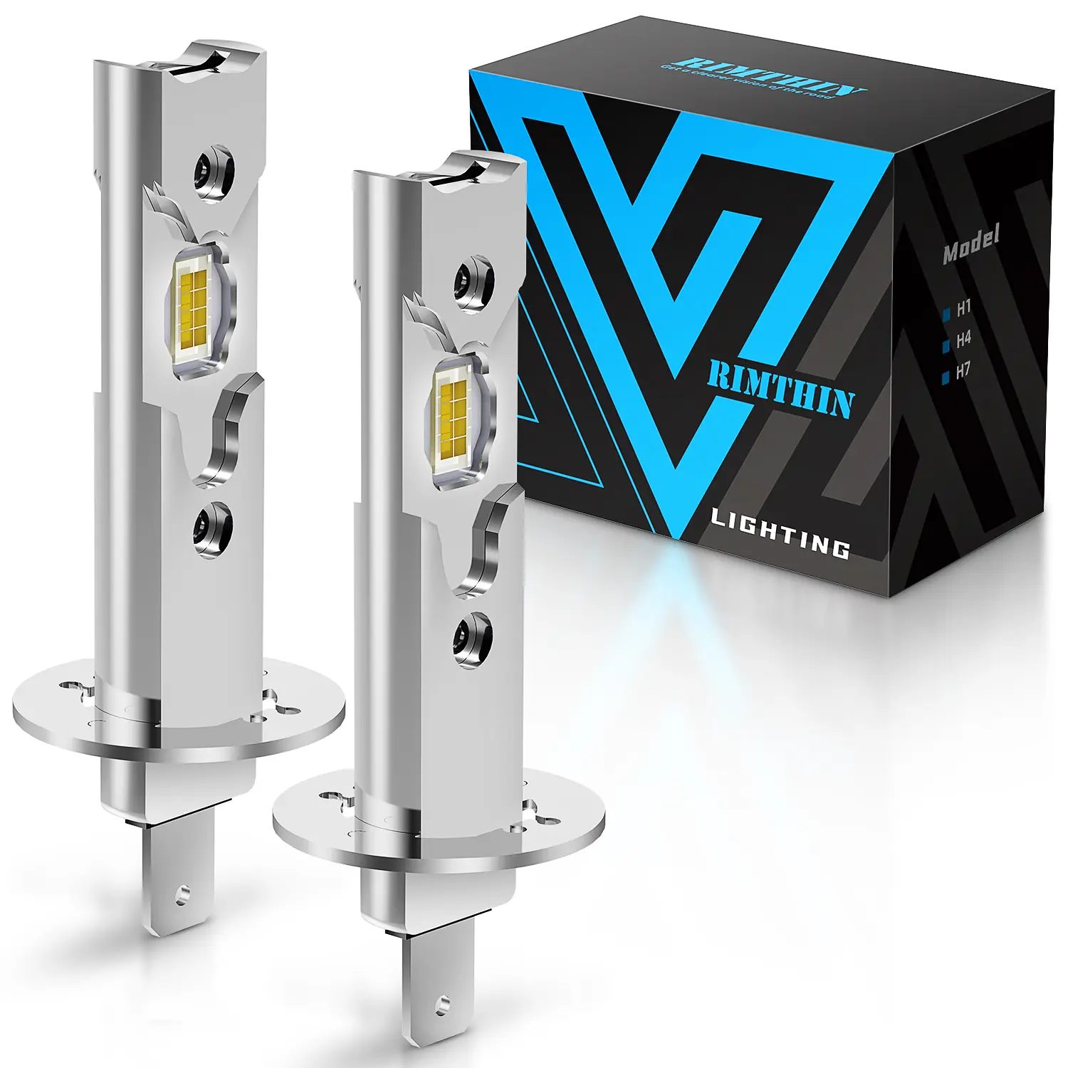 Rimthin H1 Fog Light Bulbs,high-LM 6000K Super Brighterness, Fanless 1:1 Mini Size, No Adapter Required, Plug and Play, Pack of 2