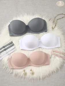 Women's Solid Color Underwire Bra, Casual Comfortable Breathable Bra for Daily Wear, Women's Lingerie for All Seasons