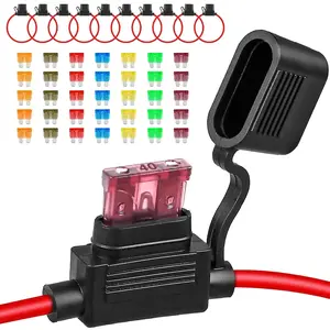 10 Pack Inline Fuse Holder 12V, Professional 12 AWG Waterproof Fuse Holder with 35 Pcs (5A/7.5A/10A/15A/20A/30A/40A) Standard Car Fuses, in Line Fuses Holders 12v for Marine Auto and Circuits