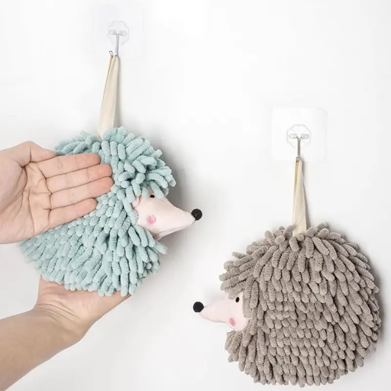1 piece, soft towel, absorbent cloth mop, hanging cloth, kitchen and bathroom supplies, cute cartoon animal hedgehog towel, soft and comfortable home bathroom towel, creative hand towel hedgehog bathroom decorative towel