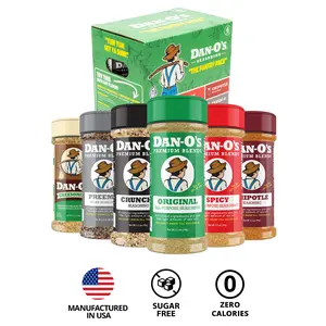 Dan-O's Seasoning Pantry Pack - Small 6 bottle Combo - Original, Spicy, Chipotle, Crunchy, Cheesoning and Preem-O - All Purpose Seasonings