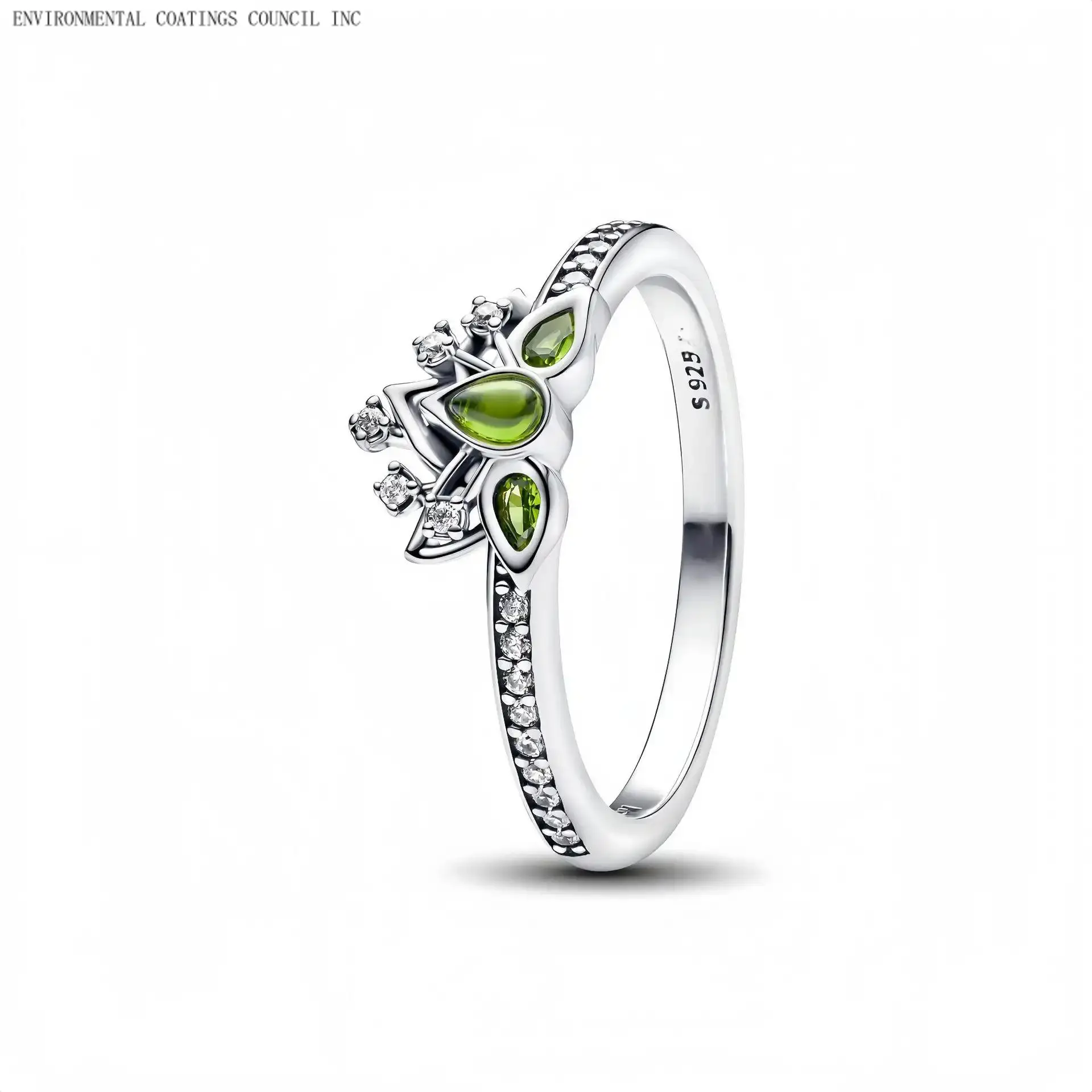S925 Sterling Silver Princess Tiana Tiara Ring - Compatible with Charm Necklaces, Ideal Anniversary Gift for Her