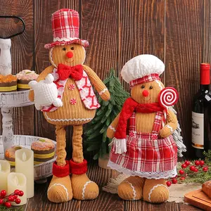 Christmas Gingerbread Man Figurine, Cute Chef Hat Couple Dolls, Holiday Window Display Standee, Festive Decoration for Home & Shop, Christmas Ornaments