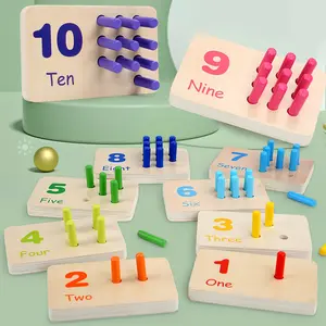 Wooden Educational Math Counting Board, Number Counting Blocks, 1 Set Sensory Stacking Peg Game for Number Recognition & Color Matching, Educational Toy for Kids