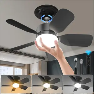 20" E26 Socket Fan Light with Remote,2-in-1 Smart Socket Fan Light with Remote, No Wiring Needed! E26/E27 Screw-in Ceiling Fan with Dimmable LED, 3 Speeds for Bedroom/Kitchen