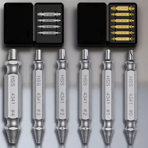Powerful Stripped Screw Extractor Set - 4-6 Piece Kit, Stainless Steel Drill Bits, Screwdriver Bit Set & Tap Tools for Broken Bolt Removal, Damaged Screw Extraction in Metal/Wood, Professional Mechanical/Car Repair Tool with Multi-Size Anti-Slip Bits
