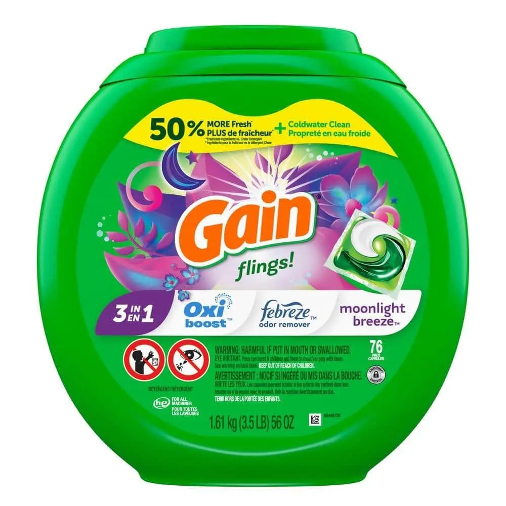 Flings 3 in 1 Moonlight Breeze Scent Laundry Detergent Pods, 76-