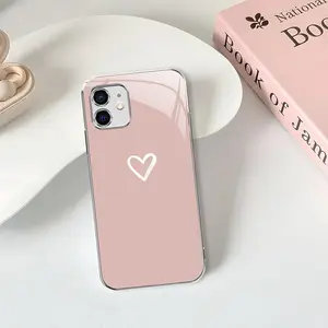 Graffiti simple love heart for【iPhone 12 Mini】light luxury glass case--975