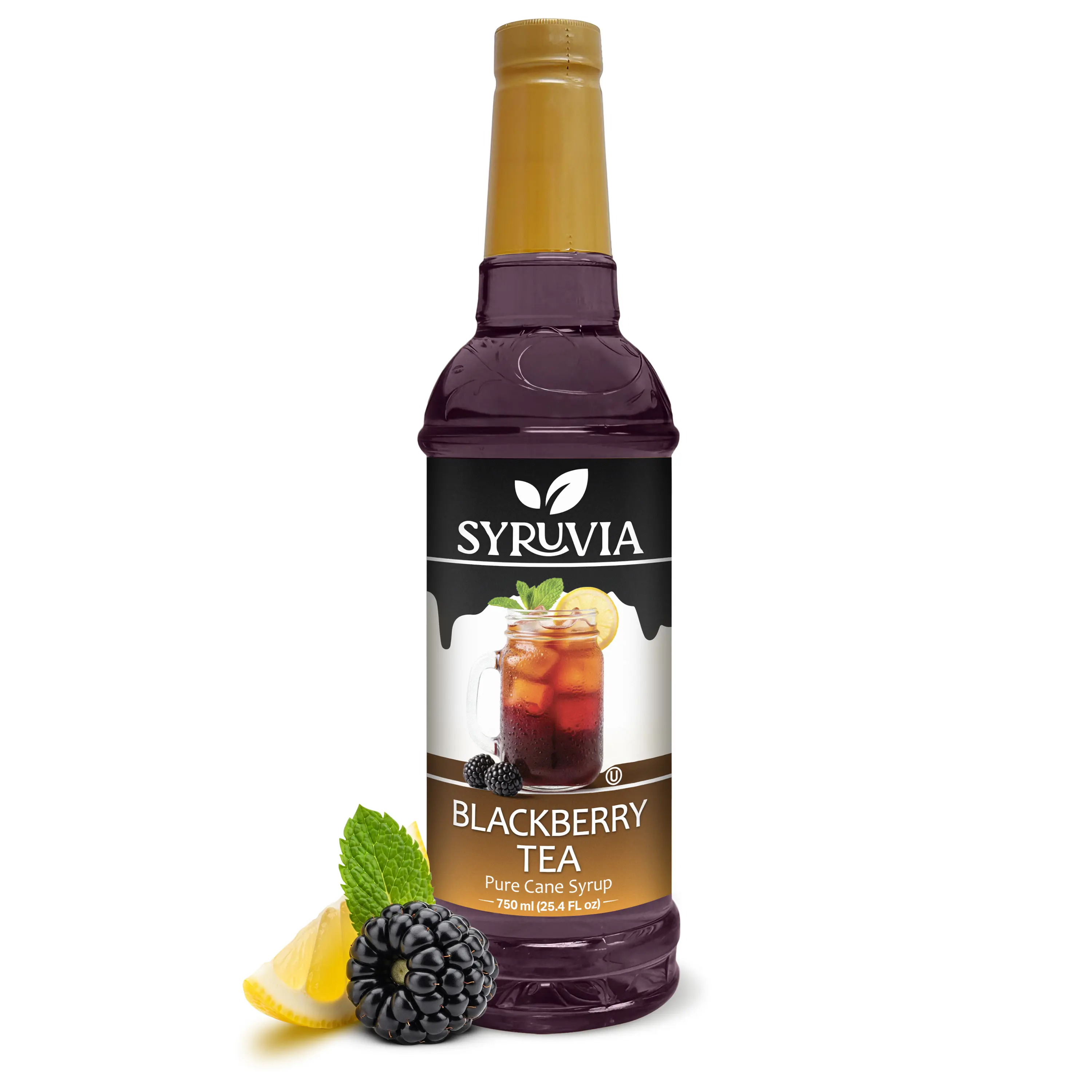 Syruvia Blackberry Tea Flavored Syrup for Drinks, Cocktails, Lemonades, Iced Teas and Desserts – 25.4 fl oz