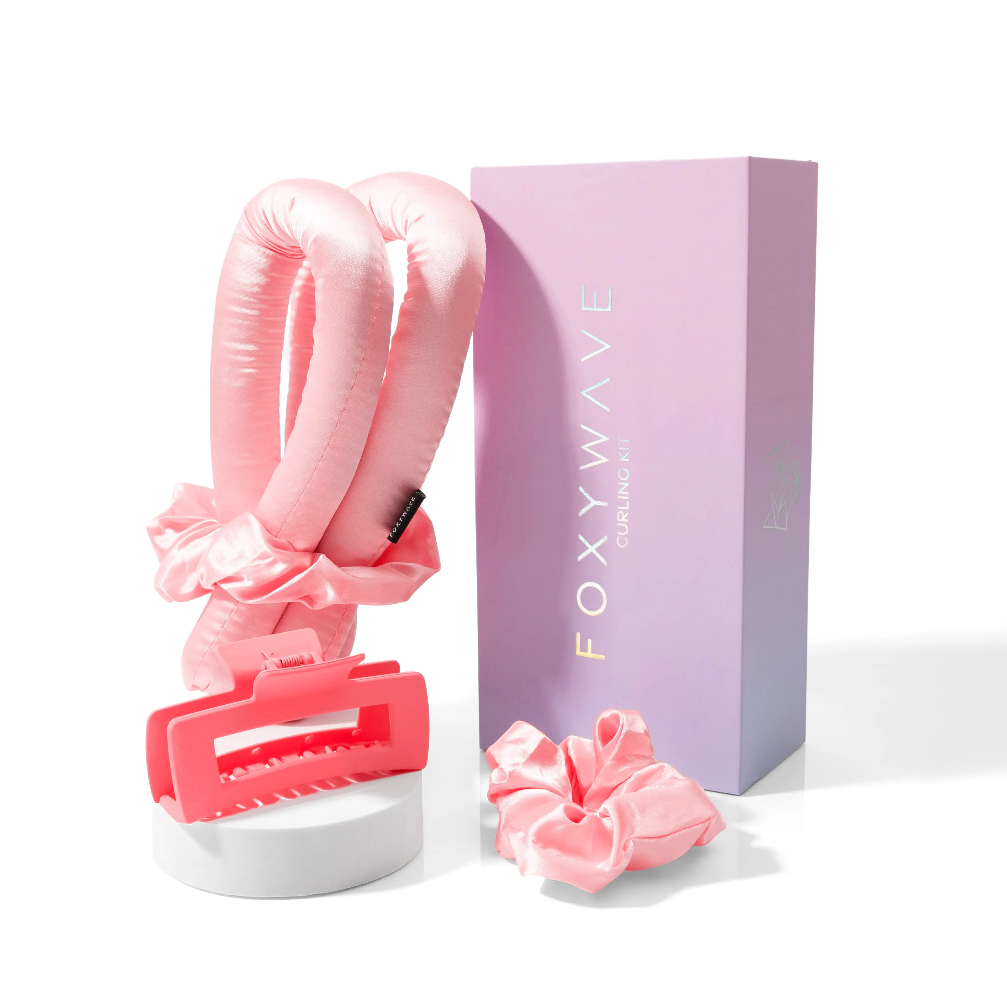 Heatless Hair Curler Set - Pink Satin Curler