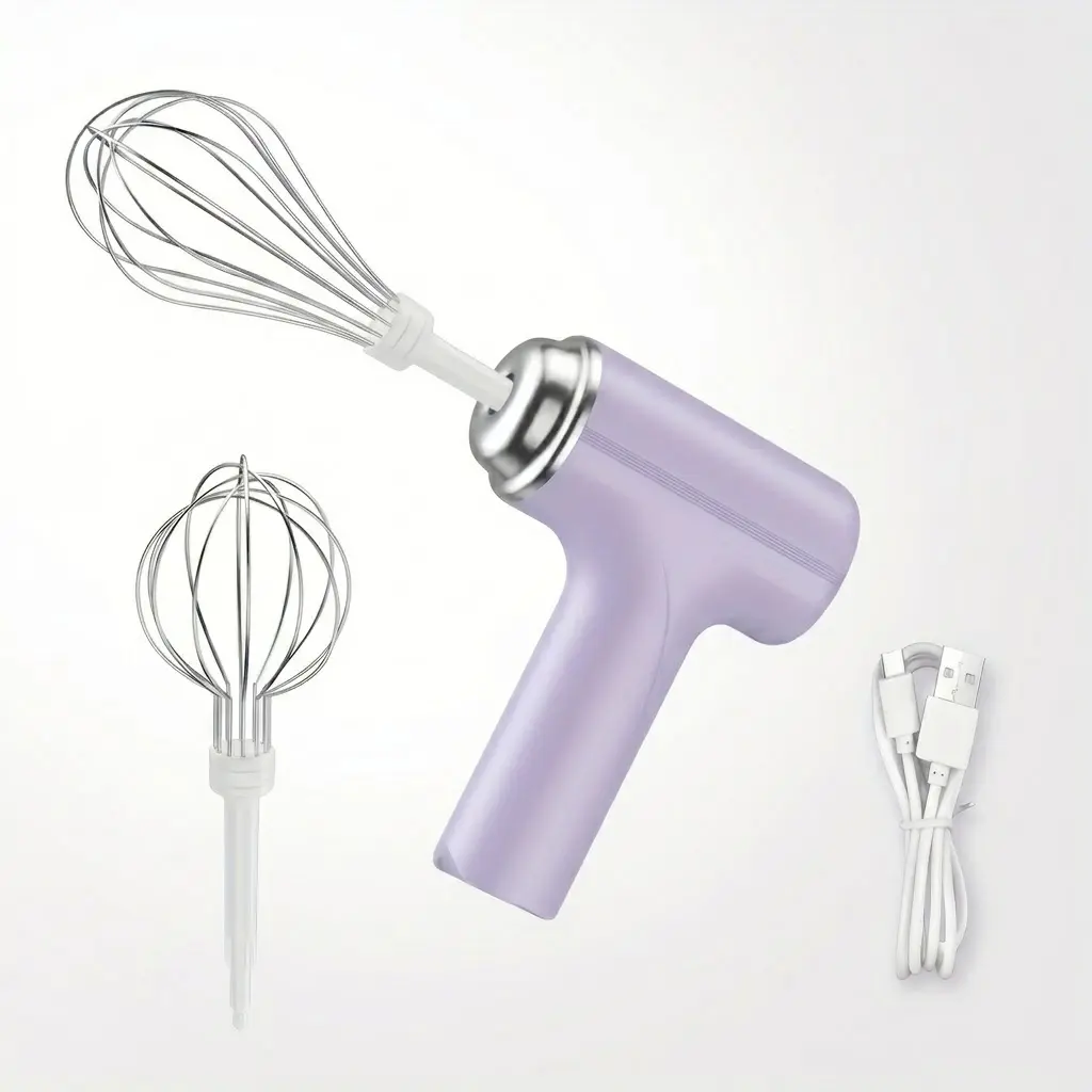 Cordless & Portable Hand Mixer, 3-Speed Mix, USB Rechargeable, Stainless Steel Detachable Heads, 1-Button Control, Easy Clean, Egg White Separator *1, for Whip Egg Whites, Home Bakers Kitchen Fixture Accessory