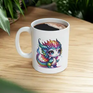 Iris Chibi Dragon Ceramic Mug, 11oz
