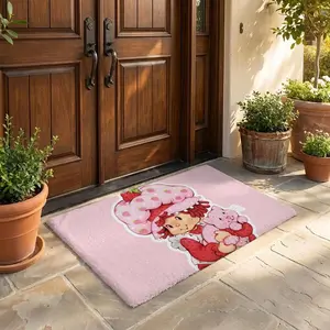 Anime S-strawberry S-shortcake Floor Mat Flannel Rug Super Soft Rug, Soft Washable Rugs, High Water Absorbent & Hypoallergenic, Machine Washable HD Custom Printed Non-Slip Floor Mat for Bathroom, Kitchen, Home Decor Rug