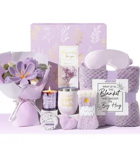 MAYICIVO Birthday Gift & Graduation Gift for Women –  Self Care Package Get Well Soon Gift Baskets, Thinking of You Sympathy Spa Gift Set w/ Crochet Flower Bouquet, Unique Gifts for Women Mom Sister Grandma Friends