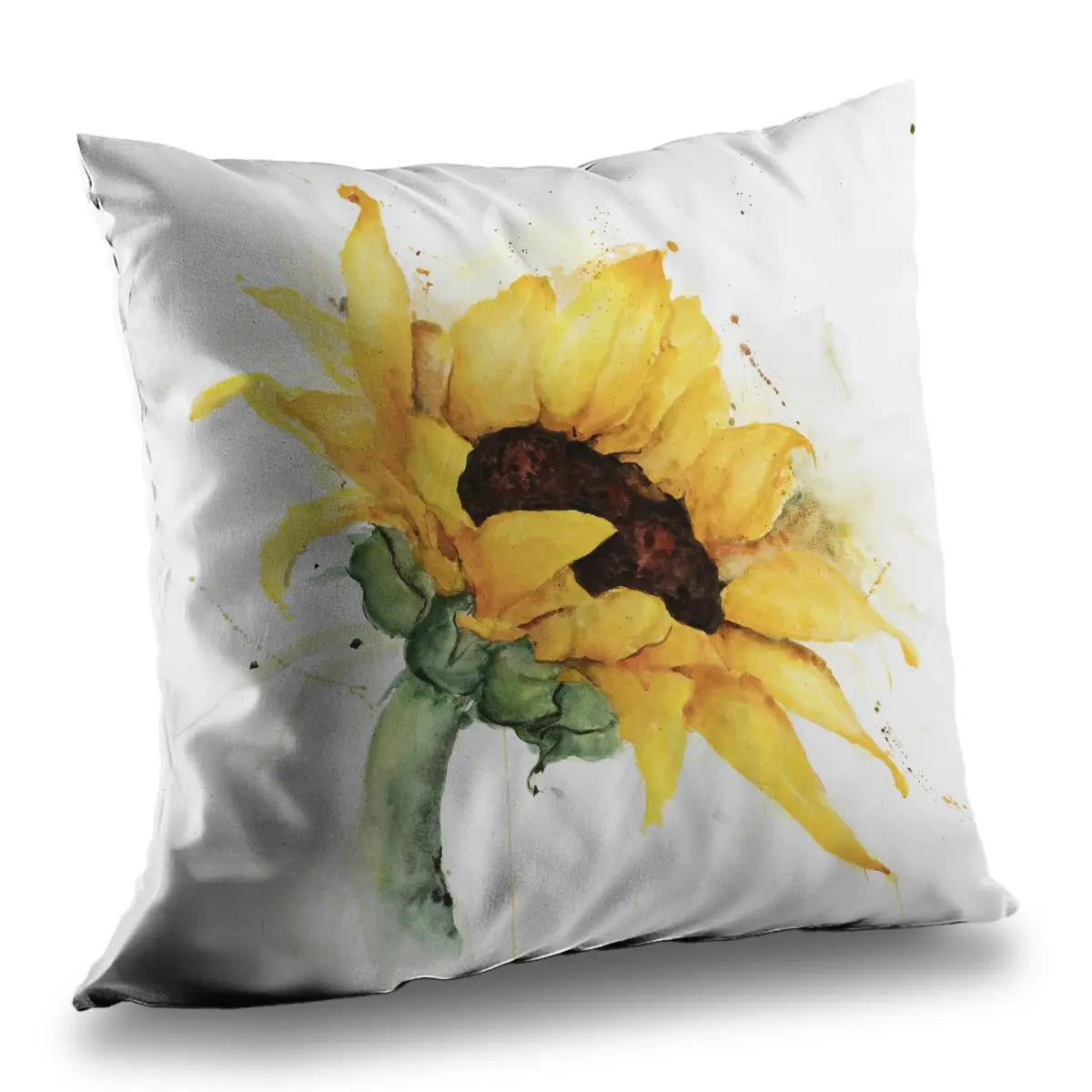 14x14 in. Poly Twill 360-Degree Stand Sunflower Print Throw Pillow - Creative Decorative Cushion, Rustic Chic Bedroom Decor, Earthy Tones Nature Theme, Vibrant Art-Inspired Polyester Insert