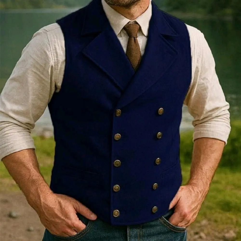Faux suede double breasted vest