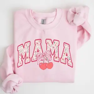 Cherry Mama Sweatshirt, Floral Mama Shirt, Retro Mama Sweatshirt, Mom Crewneck, Mothers Day Gift for Her, Cute Coquette Mama Shirt - EVA RAMOS
