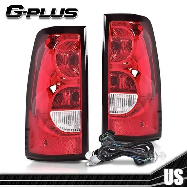 G-PLUS Tail Lights Fit For 2003-2006 Chevy Silverado 1500 2500 3500 Tail Lights Red W/ Harness,All Models Rear Lamps Left & Right Luces Traseras,Faros Traseros
