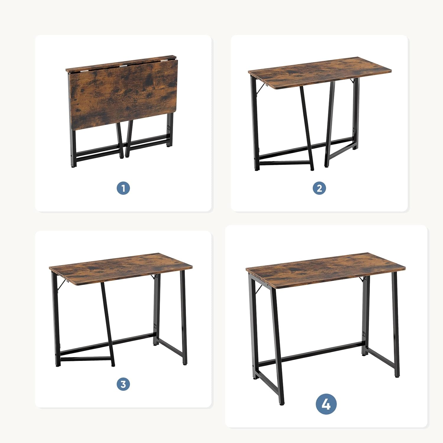 Small Space Folding Desk 31.5 Inch, Compact Foldable Computer Table, Narrow Home Office Workstation for Apartment, Dorm & Bedroom