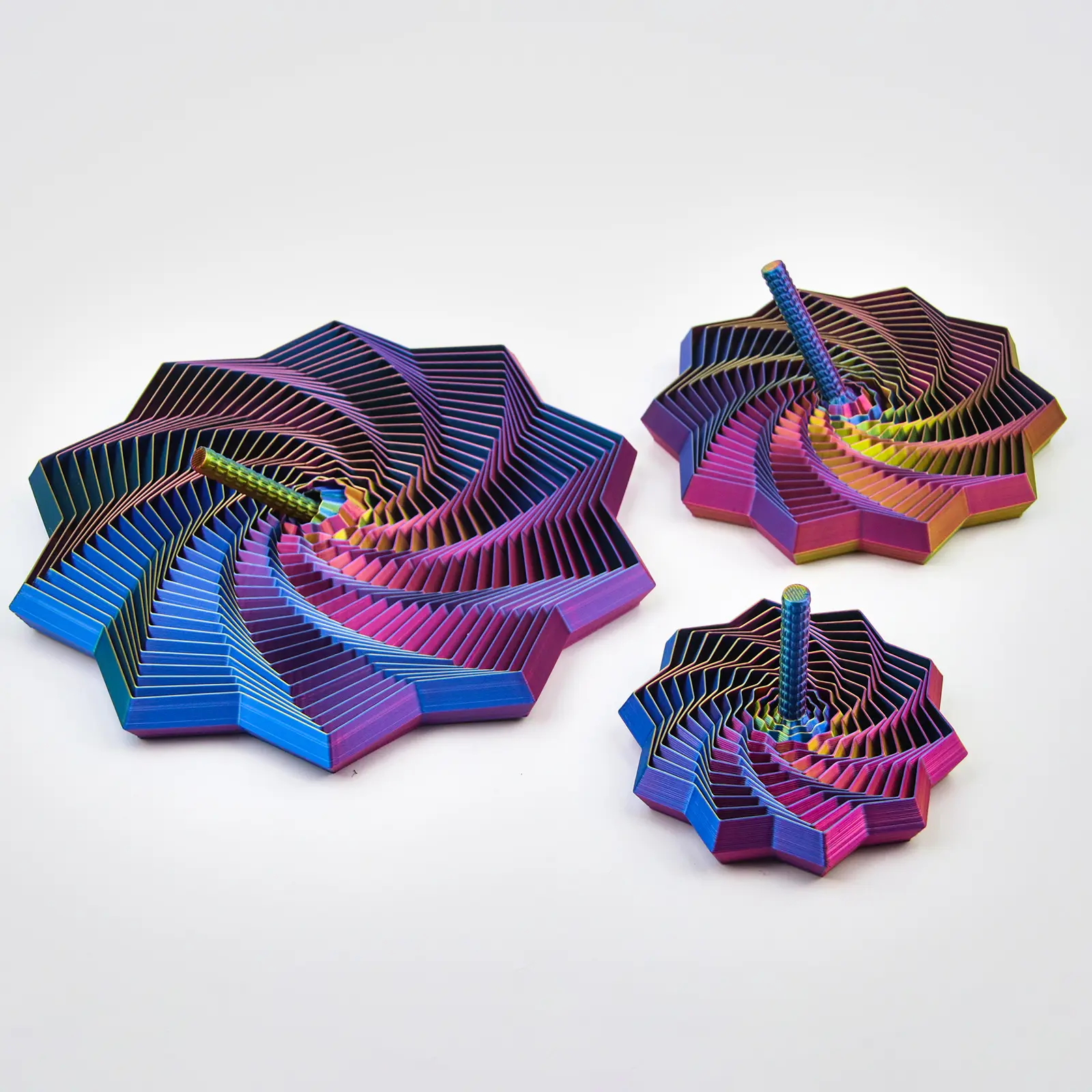 3D Printed Expandable Fractal Hexagonal Fidget Star - Modern Stress Relief Toy, Honeycomb Rotating Spiral Relaxation Tool, Portable Tactile Desktop Ornament, Colorful Sensory Play Anxiety Fidget Gift for Adults, Modern Stress Relief Toys