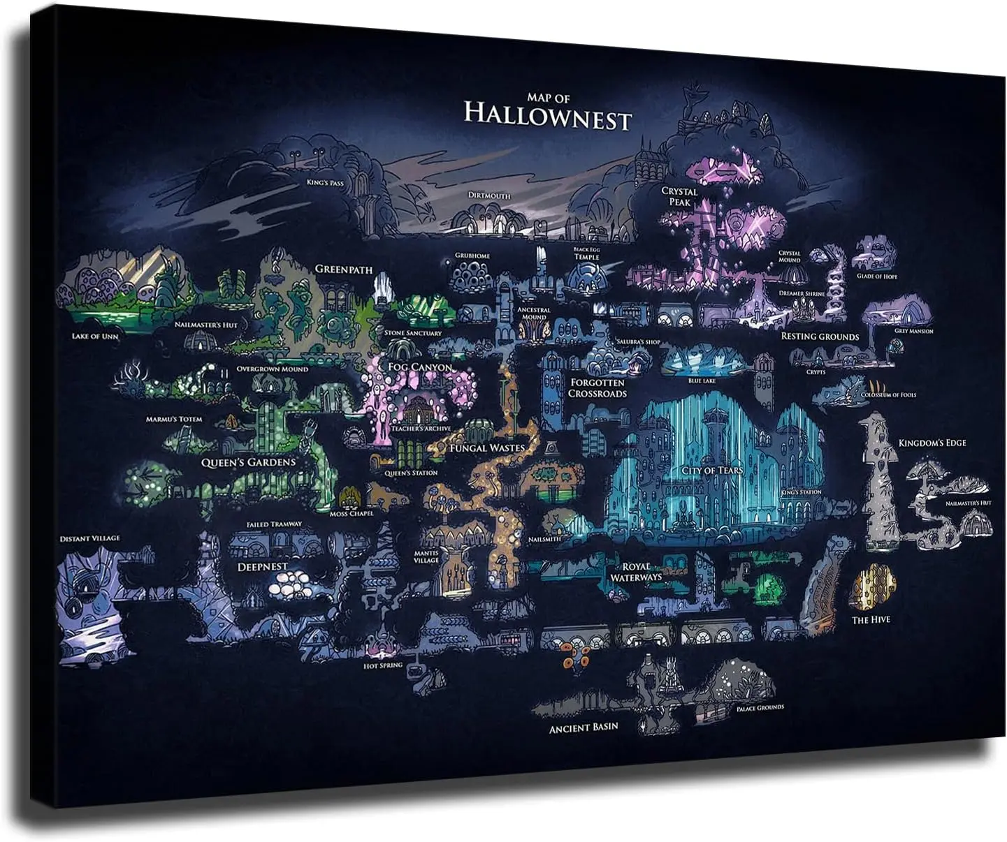 Hollow Knight Map Poster Picture HD Wall Art Canvas Printing Bedroom Living Room Office Decoration Aesthetic Artwork UNFRAMED