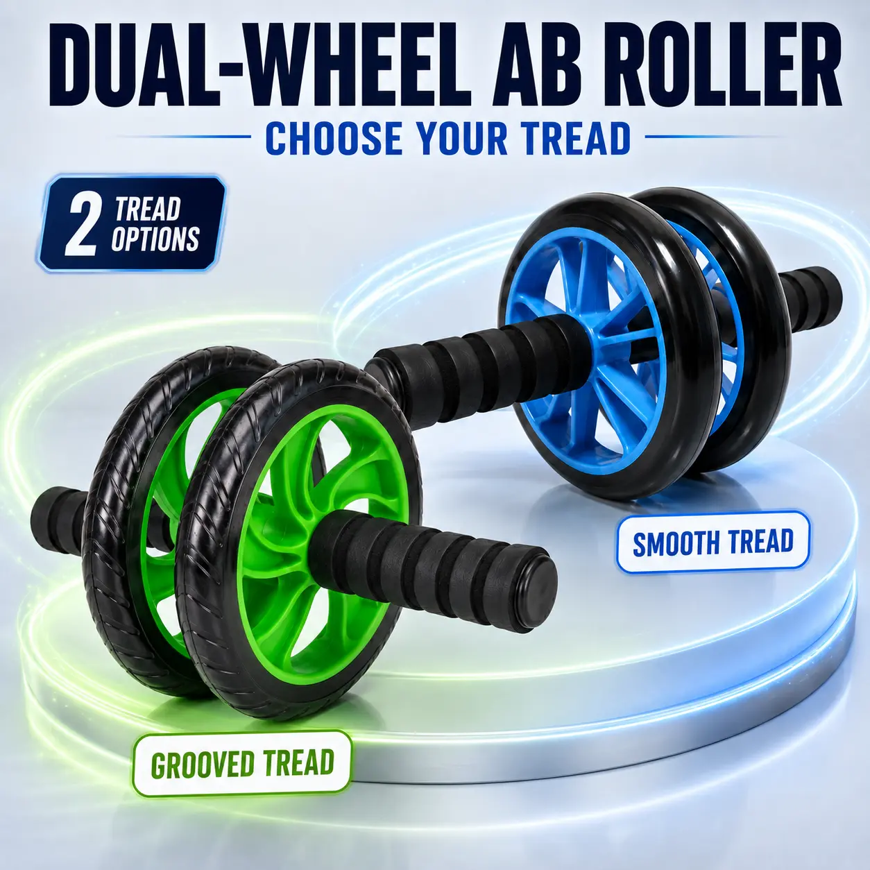 Dual-Wheel Ab Roller Wheel - Non-Slip Handles Core Ab Trainer, Stomach Workout Equipment for Core Workouts, Targeted Belly Exercises, Fit at Home Fitness