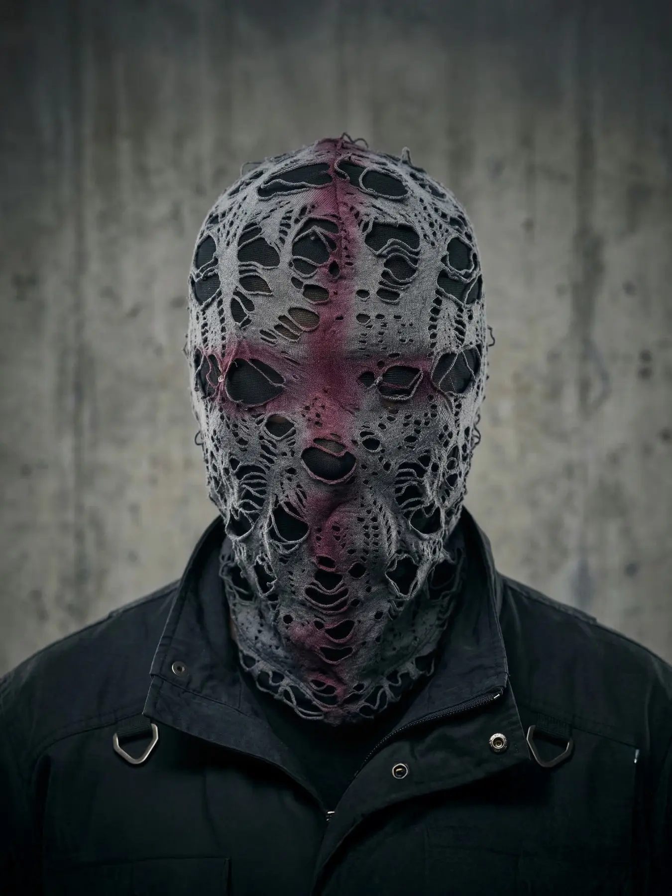 Distressed Balaclava Ski Mask with Cross Print, Y2K Streetwear Shiesty Mask, Knitted Full Face Cover for Men & Women, Full Face Coverage, Unisex Fit, Face Covering