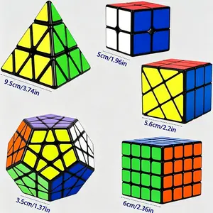 Smooth-Turning 5-Pack Speed Cube Set - Brain Teaser Fidget Toys (2x2, 3x3, 4x4, Pyraminx Pyramid, Megaminx, Windmill) - Ideal Gift for Kids & Adults - Toys & Hobbies Assembly & Disentanglement Puzzles