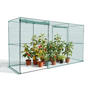 【FathersDayGift】VEVOR Crop Cage, 11.6 x 3.9 x 6.3 ft Plant Protection Tent with Zippered Door, Wind-Resistant Tall Crop Cage, Easy to Install, Outdoor Raised Bed Cover, Tomato Plant Netting for Garden Patio Lawn