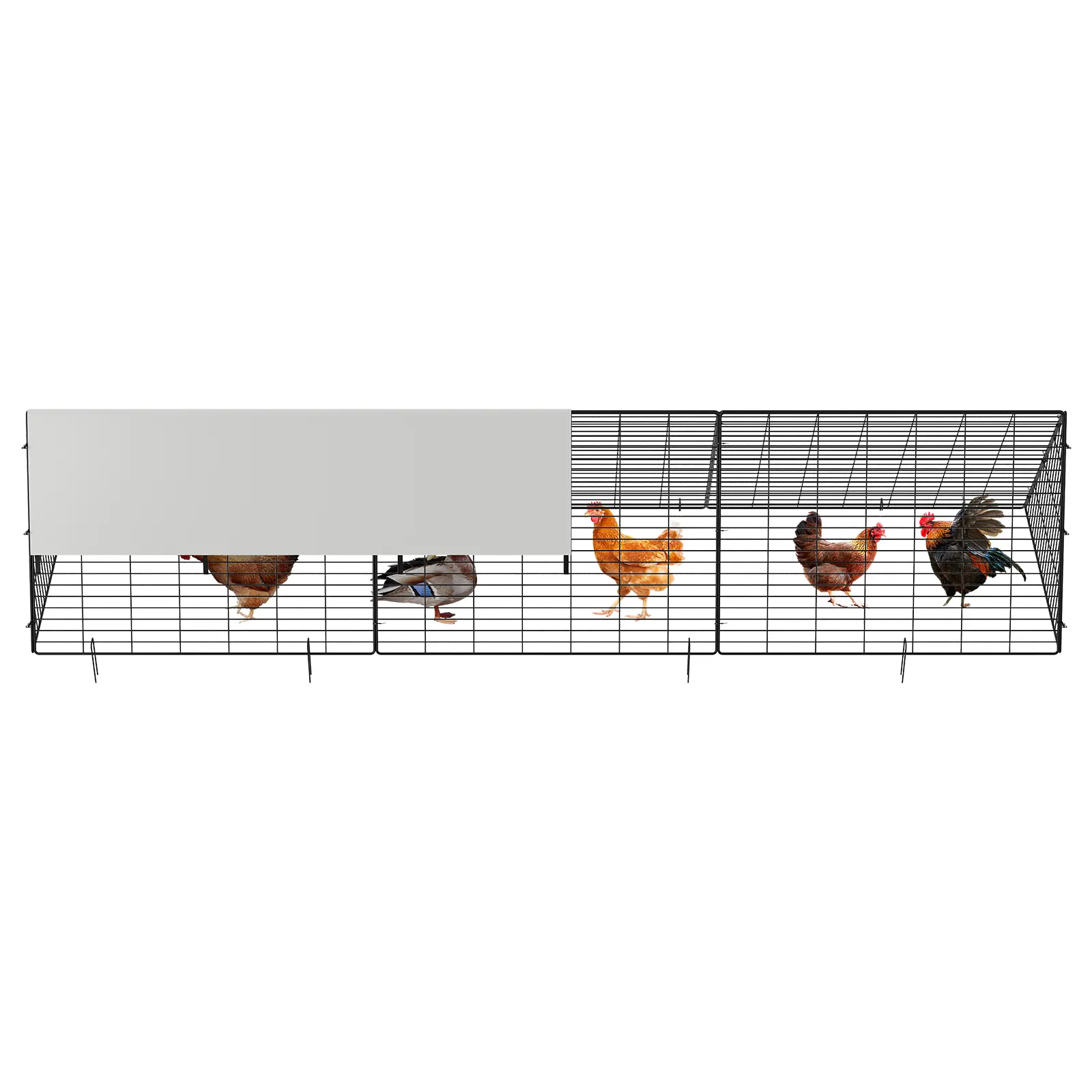 Metal Chicken Tunnel with Waterproof & Anti-UV Cover, Portable Poultry Run Cage, Chicken Run for Yard, Portable Chicken Coop for Hens, Ducks, Rabbits