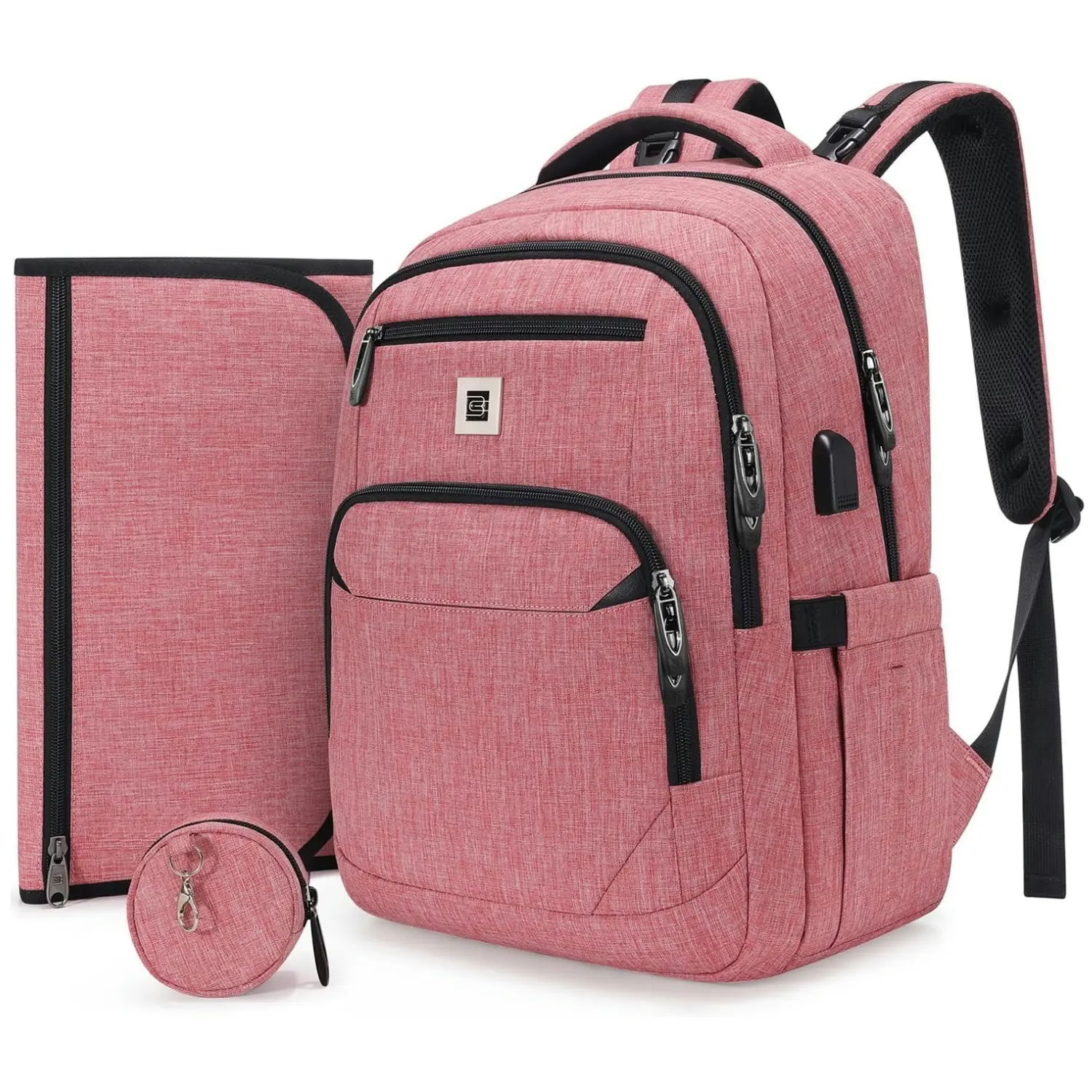Bruno Cavalli Backpack, Diaper Bag #17131, Multi-Function Waterproof Bag with Changing Pad, USB Port & Pacifier Holder, Large Capacity Travel Nappy Bag,  Gift for New Parents #Summervibes,back to school,back to school haul