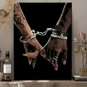 2D 1 Unique Style Solid Wood Frame Painting, Romantic African American Couple, Happy Valentine's Day_ Suitable for Home Decoration, Festive Occasions and Gifts for Him/Her. Suitable for Living Room and Bedroom, Ready to Hang
