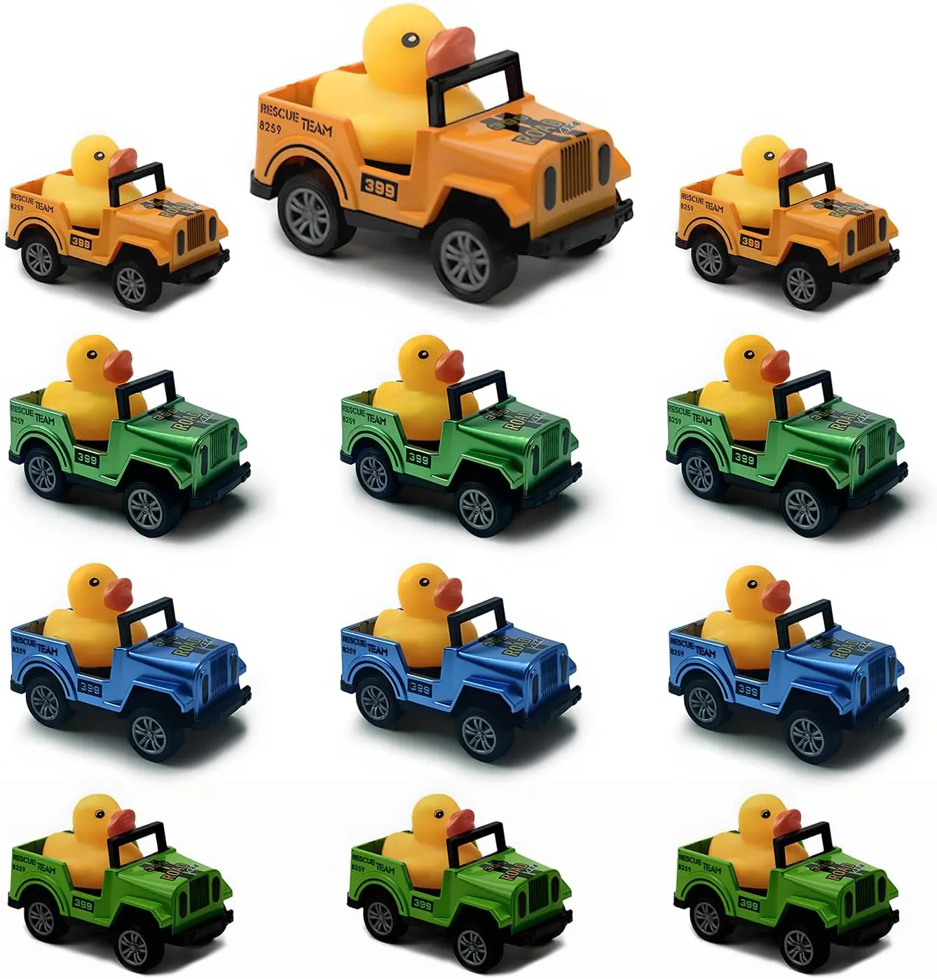 12 Pack Movable Rubber Ducks for Jeep Ducking, Pull Back Duck for Jeep Ducking, 2.9 Inch Suitable Size, Unique Rubber Ducks for Drivers