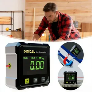 4-Side Magnetic Digital Angle Finder Rechargeable Backlight LCD Inclinometer for Woodworking Calipers Tool Detector Hardware Industrial Laser Portable