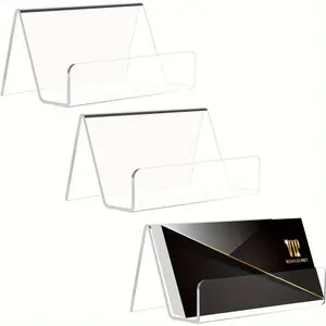 3pcs Acrylic Business Card Display Rack, Business Card Holder: Large Capacity for Up To 50 Cards (Depending on Card Thickness)
