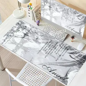 Anime Aesthetics Mousepad Black White Angel Mouse Pad Office PC Keyboard Desks Decort DeskMat Office Accessories E-Sports Carpet Gaming Mouse Pad