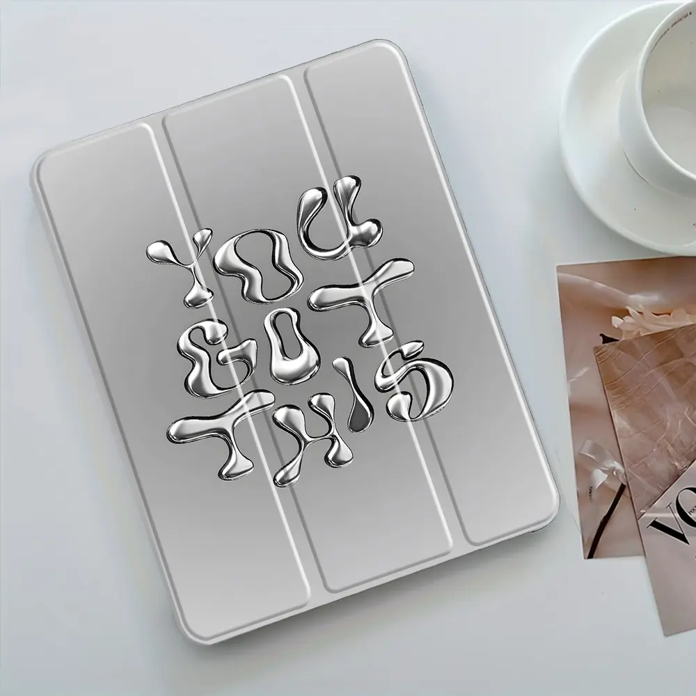 YOU GET THIS Abstract Design Three-tiered stand iPad case，Transparent Acrylic Hard Back Panel With Pencil Slot，Suitable for All models of ipad. Scratch-resistant Ultra-thin Protective Case, Shock-resistant Full Cover Suitable for Offices Schools and Homes