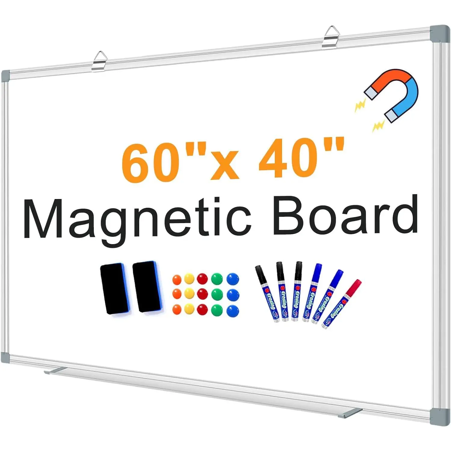 Large  Dry Erase Whiteboard, 60"X40" White Board for Wall with Long Pen Tray, Dry Erase White Board for  Office Classroom